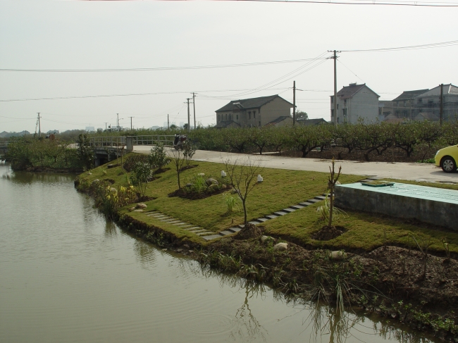 上海浦东果园村河道边坡人工湿地工程,2009年6月投入运行,水量为 8 m3d-1,电费 0 上海浦东果园村河道边坡人工湿地工程,2009年6月投入运行,水量为 8 m3d-1,电费 0